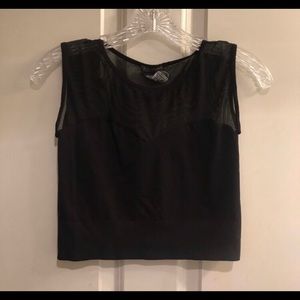 Black Mesh Crop-Top